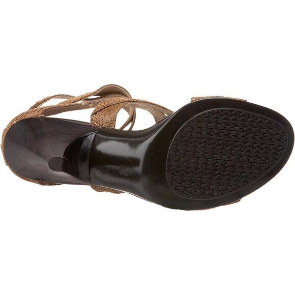 Michael Kors Tatum Cross Strap Reptile Embossed Shimmering Leather Cone Heels - Picture 6 of 6